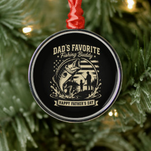 Dad Fishing Buddy Metal Ornament