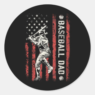Dad Flag Gifts Dad Men Baseball Fathers Day  Classic Round Sticker