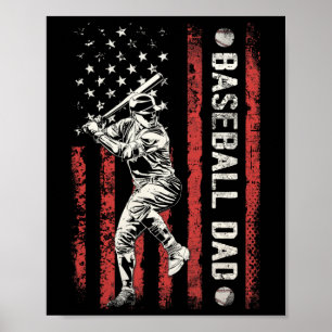 Dad Flag Gifts Dad Men Baseball Fathers Day Poster