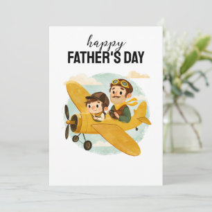 Dad Flying Airplane Clouds Cute Happy Father's Day Card