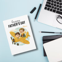 Dad Flying Airplane Clouds Cute Happy Father's Day