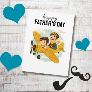 Dad Flying Airplane Clouds Cute Happy Father's Day Postcard