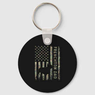Dad French Bulldog Boston Terrier Camo Usa Flag  Keychain