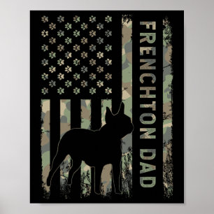 Dad French Bulldog Boston Terrier Camo Usa Flag Poster