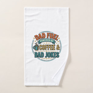 Dad Fuel Coffee and Bad Jokes Vintage Shirt Design Hand Towel