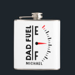 Dad Fuel Funny Father's Day Birthday Personalized Hip Flask<br><div class="desc">Dad Fuel Funny Father's Day Birthday Personalized Name Flask features "Dad Fuel" in modern black script with a fuel indicator. Personalized with your name by editing the text in the text box provided. Perfect gift for Father's Day,  Christmas,  birthday and much more. Created by ©Evco Studio www.zazzle.com/store/evcostudio</div>