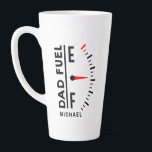 Dad Fuel Funny Father's Day Birthday Personalized Latte Mug<br><div class="desc">Dad Fuel Funny Father's Day Birthday Personalized Name Coffee Latte Mug features "Dad Fuel" in modern black script with a fuel indicator. Personalized with your name by editing the text in the text box provided. Perfect gift for Father's Day,  Christmas,  birthday and much more. Created by ©Evco Studio www.zazzle.com/store/evcostudio</div>