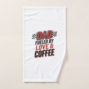 Dad Fuelled by Love and Coffee Racing Shirt Design Hand Towel