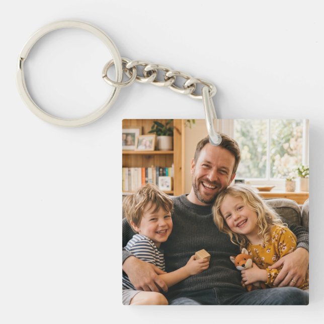 Dad Full Photo Create Your Own  Keychain (Front)