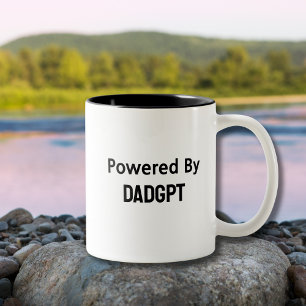 Dad Funny Birthday - Powered By DadGPT - AI Joke Two-Tone Coffee Mug