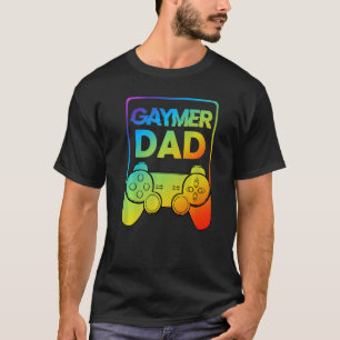 Dad Funny Gamer Father Colourful Rainbow Controlle T-Shirt