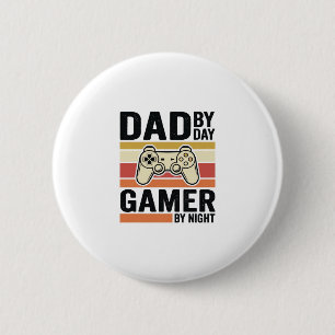 Dad Gamer Vintage Controller T-Shirt Design_1 2 Inch Round Button