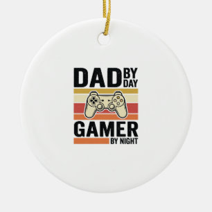 Dad Gamer Vintage Controller T-Shirt Design_1 Ceramic Ornament