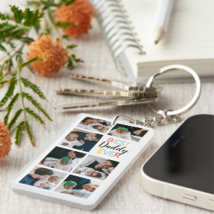 Dad Gift 7 Photo Collage Best Daddy Ever Keychain