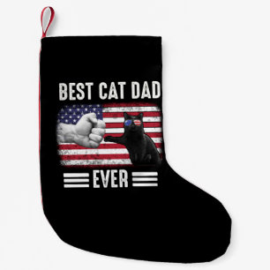 Dad Gift Best Cat Dad Ever Flag USA Small Christmas Stocking