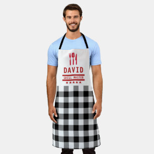 Dad Gift Grill Master BBQ Plaid Father's Day Apron