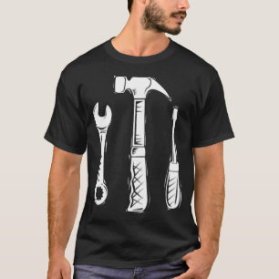Dad Gift Linocut Tools donut party pirate food bir T-Shirt