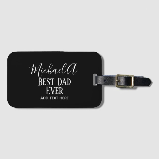 DAD Gift Personalized Classic Black White Luggage Tag (Front Horizontal)