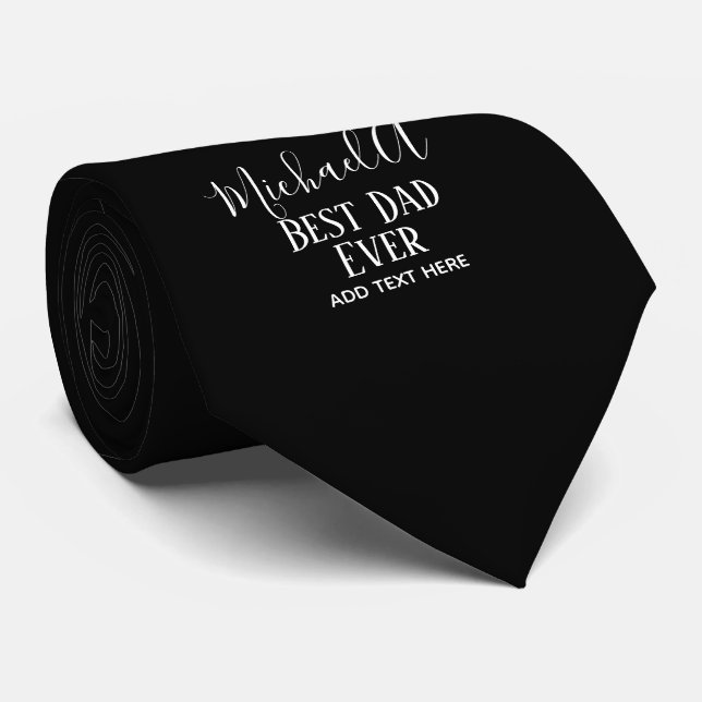 DAD Gift Personalized Classic Black White Tie (Rolled)