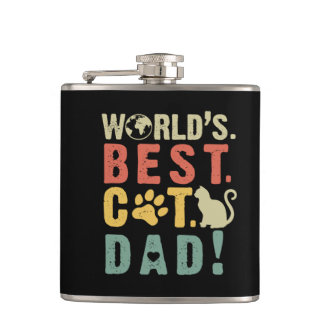 Dad Gift | World's. Best. Cat. Dad ! Hip Flask