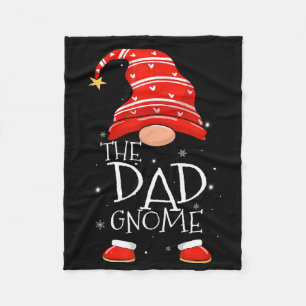 Dad Gnome Buffalo Plaid Matching Family Christmas Fleece Blanket