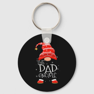 Dad Gnome Buffalo Plaid Matching Family Christmas Keychain