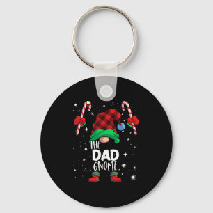 Dad Gnome Red Buffalo Plaid Matching Family Christ Keychain