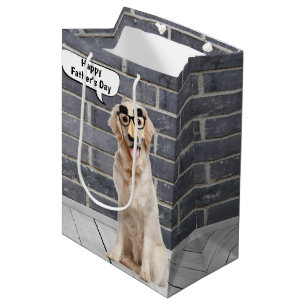 Dad Golden Retriever with Moustache Mask Medium Gift Bag