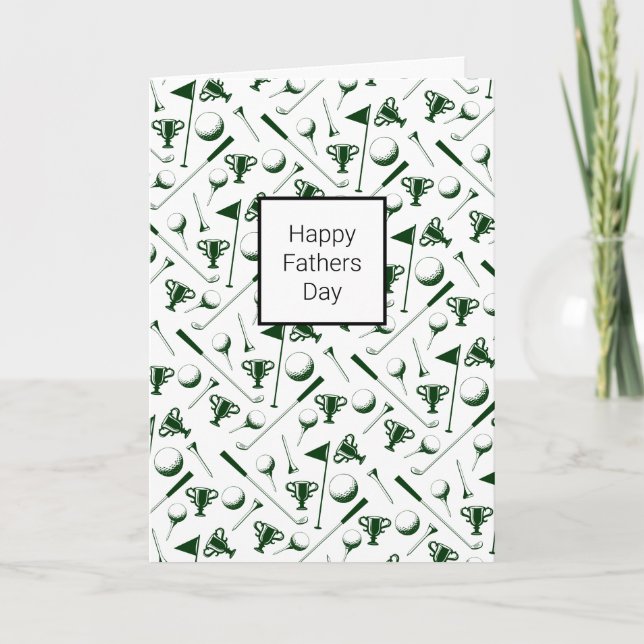 Dad Golfing white green black happy fathers day  Card (Front)