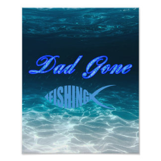 Dad Gone Fishing Tabletop Plaque with Easel Photo Print