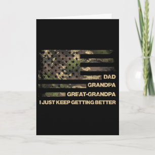 Dad Grandpa Great Grandpa Camo Flag Fathers Grandp Card