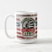 Dad Grandpa Retired Army Mug, USA Flag Gift