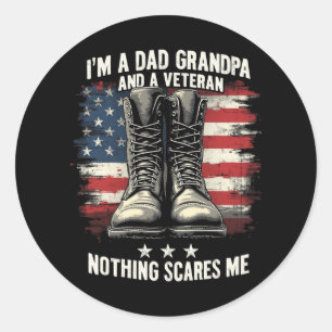 Dad Grandpa Veteran Patriotic Fathers Day Classic Round Sticker