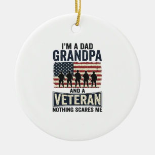 Dad Grandpa Veteran Patriotic Vintage Shirt Design Ceramic Ornament