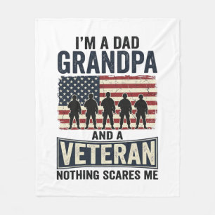 Dad Grandpa Veteran Patriotic Vintage Shirt Design Fleece Blanket