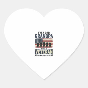 Dad Grandpa Veteran Patriotic Vintage Shirt Design Heart Sticker