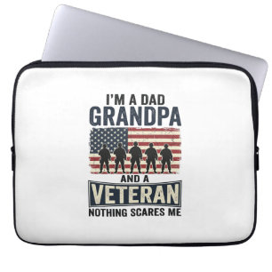 Dad Grandpa Veteran Patriotic Vintage Shirt Design Laptop Sleeve