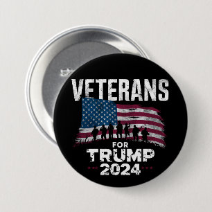 Dad Grandpa Veterans For Trump 2024 American Flag  3 Inch Round Button