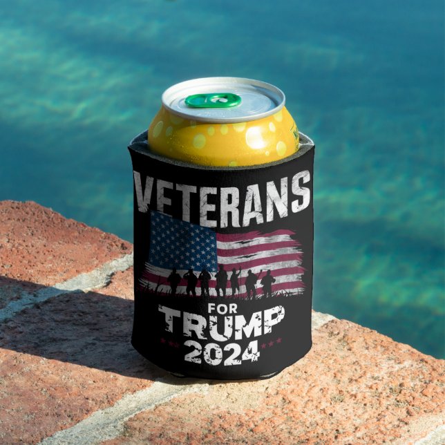 Dad Grandpa Veterans For Trump 2024 American Flag  Can Cooler (In Situ Pool)
