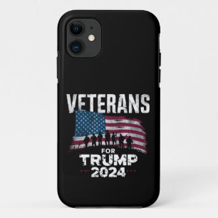 Dad Grandpa Veterans For Trump 2024 American Flag  iPhone 11 Case