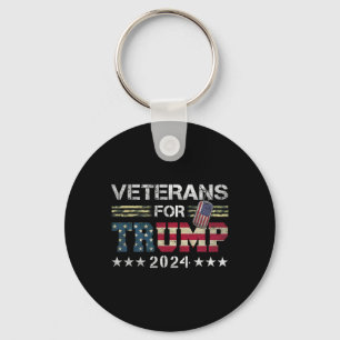 Dad Grandpa Veterans For Trump 2024 American Flag  Keychain