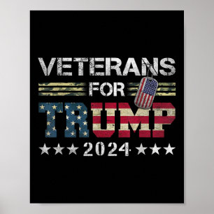 Dad Grandpa Veterans For Trump 2024 American Flag Poster
