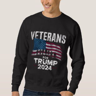 Dad Grandpa Veterans For Trump 2024 American Flag Sweatshirt