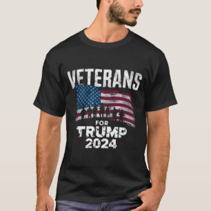 Dad Grandpa Veterans For Trump 2024 American Flag  T-Shirt