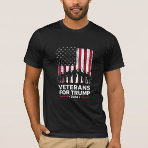 Dad Grandpa Veterans For Trump 2024 American Flag T-Shirt
