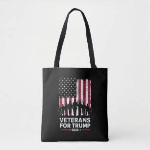 Dad Grandpa Veterans For Trump 2024 American Flag Tote Bag