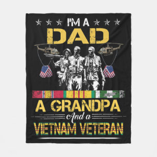Dad Grandpa Vietnam Veteran Vintage Military Fleece Blanket