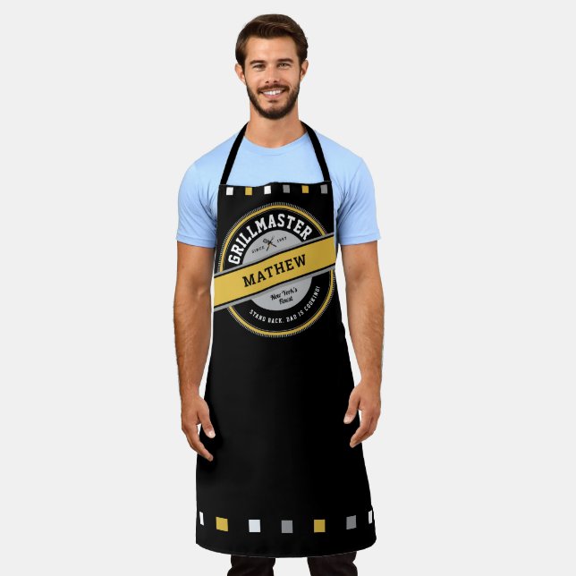 Dad Grill Master Personalized Father's Day Apron (Worn)