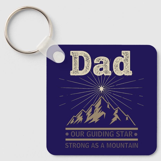 Dad Guiding Star Mountain Keychain (Front)
