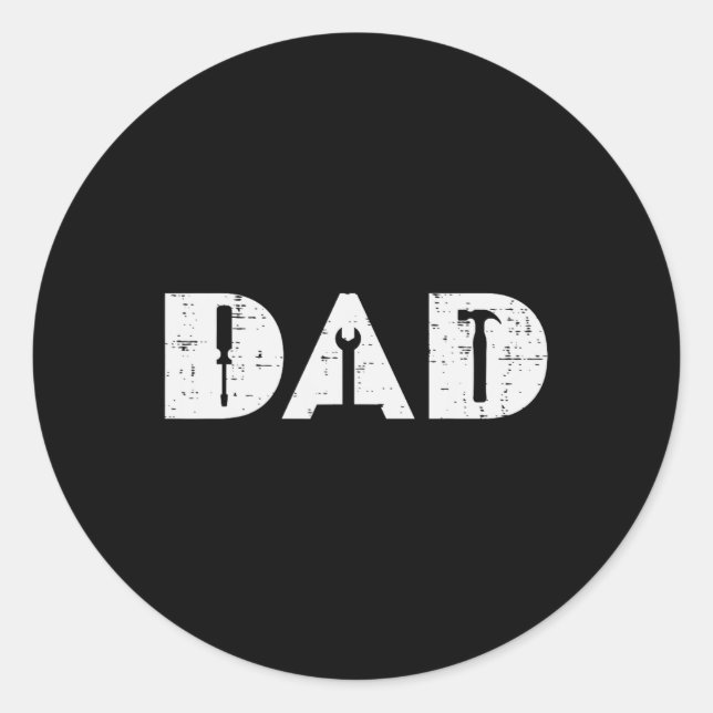 Dad Handy Tools Funny Fathers Day Mechanic Daddy P Classic Round Sticker (Front)